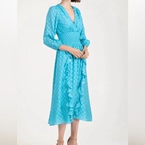 Shoshana Katarina Blue Diamond Midi Dress size 8